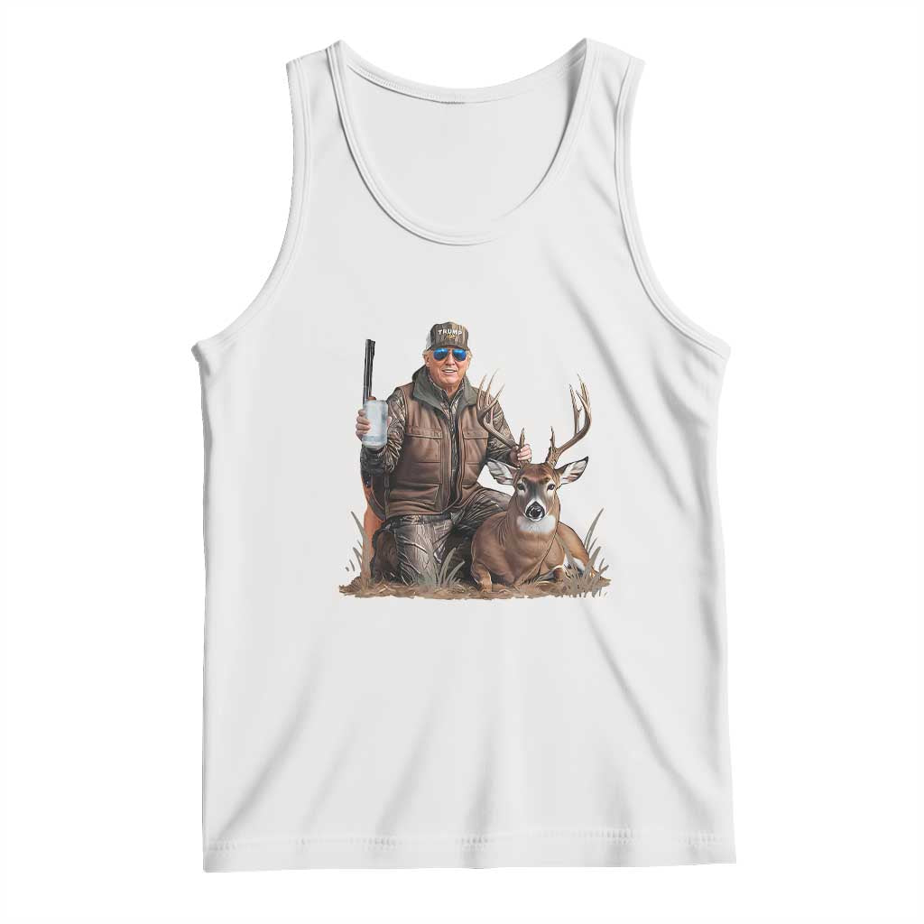 Trump Deer Hunting Tank Top And Beer Old School Camouflage TS02 White Print Your Wear