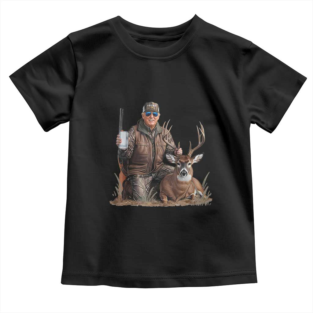 Trump Deer Hunting Toddler T Shirt And Beer Old School Camouflage TS02 Black Print Your Wear