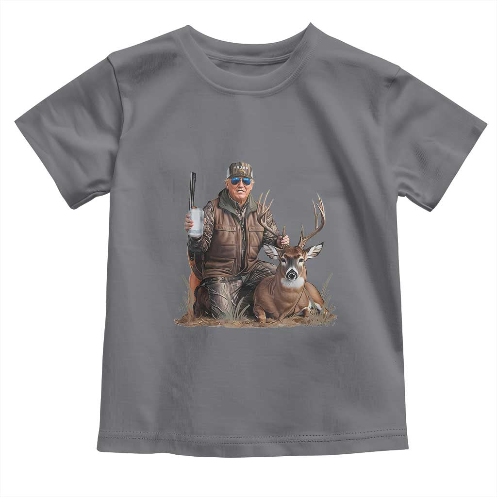 Trump Deer Hunting Toddler T Shirt And Beer Old School Camouflage TS02 Charcoal Print Your Wear