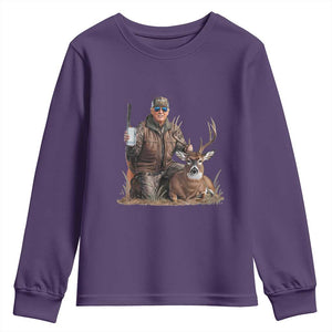 Trump Deer Hunting Youth Sweatshirt And Beer Old School Camouflage TS02 Purple Print Your Wear