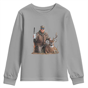 Trump Deer Hunting Youth Sweatshirt And Beer Old School Camouflage TS02 Sport Gray Print Your Wear