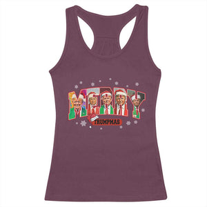 Christmas Trump Racerback Tank Top Merry Trumpmas 2024 Santa Donald Funny Xmas Pajamas TS02 Maroon Print Your Wear