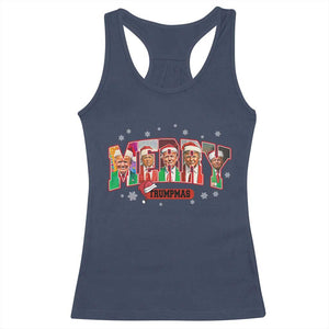 Christmas Trump Racerback Tank Top Merry Trumpmas 2024 Santa Donald Funny Xmas Pajamas TS02 Navy Print Your Wear
