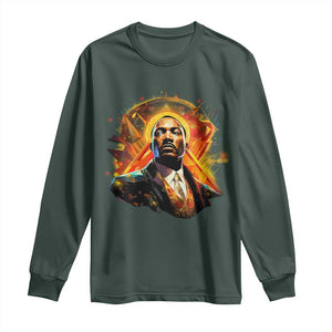 Martin Luther King MLK Long Sleeve Shirt Afrofuturism Graphic Art TS02 Dark Forest Green Print Your Wear