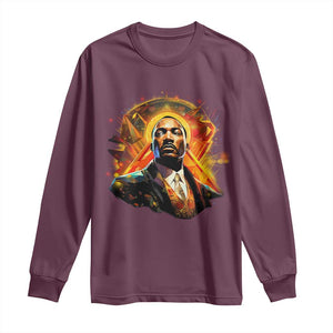 Martin Luther King MLK Long Sleeve Shirt Afrofuturism Graphic Art TS02 Maroon Print Your Wear
