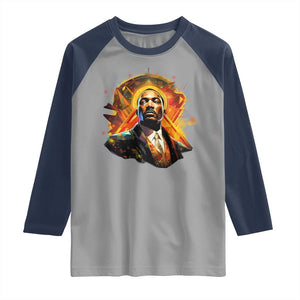 Martin Luther King MLK Raglan Shirt Afrofuturism Graphic Art TS02 Sport Gray Navy Print Your Wear