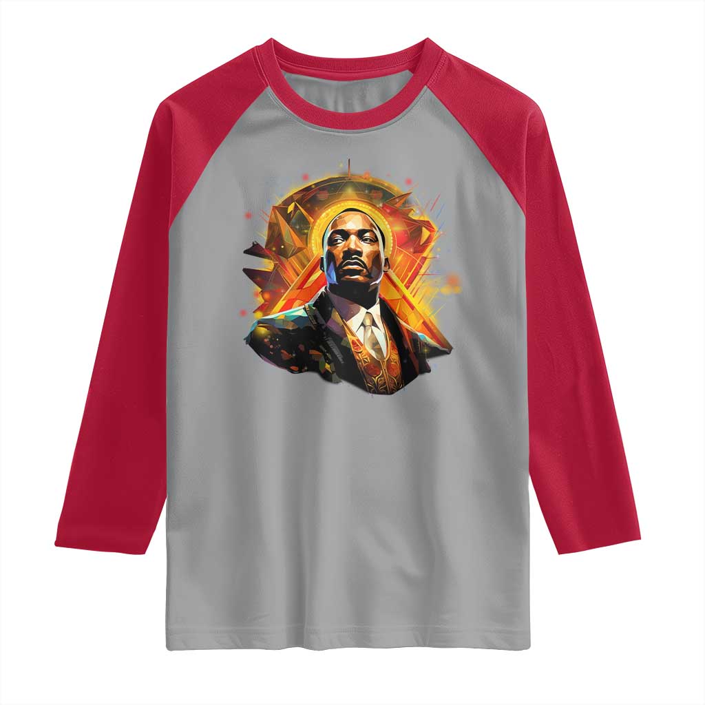 Martin Luther King MLK Raglan Shirt Afrofuturism Graphic Art TS02 Sport Gray Red Print Your Wear