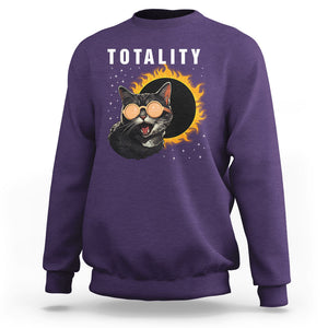 Total Solar Eclipse Sweatshirt Funny Cat Totality TS02 Purple Printyourwear