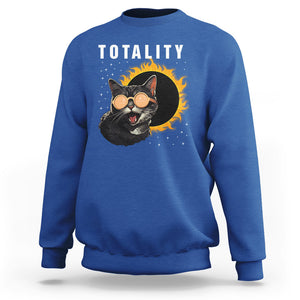 Total Solar Eclipse Sweatshirt Funny Cat Totality TS02 Royal Blue Printyourwear