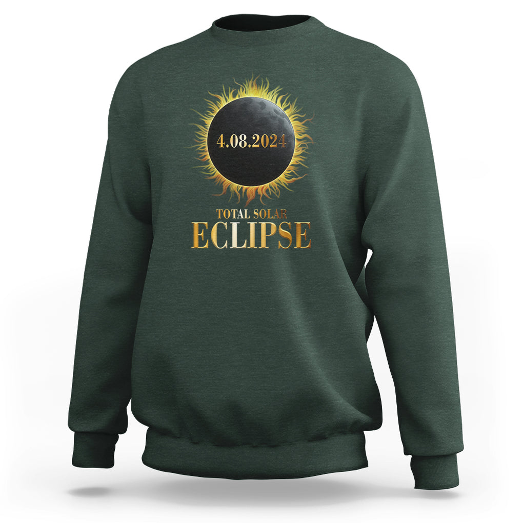 Total Solar Eclipse Sweatshirt 8 April 2024 Totality Phenomenon United States TS02 Dark Forest Green Printyourwear