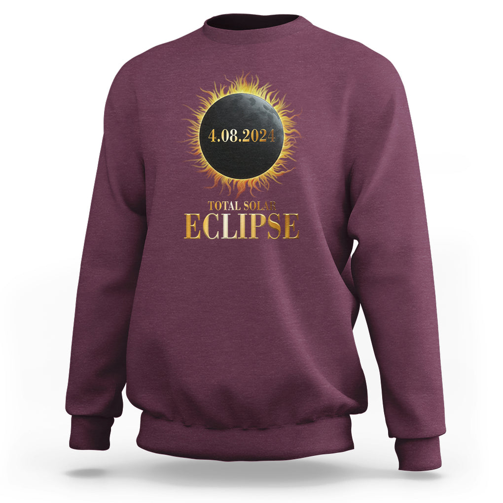 Total Solar Eclipse Sweatshirt 8 April 2024 Totality Phenomenon United States TS02 Maroon Printyourwear