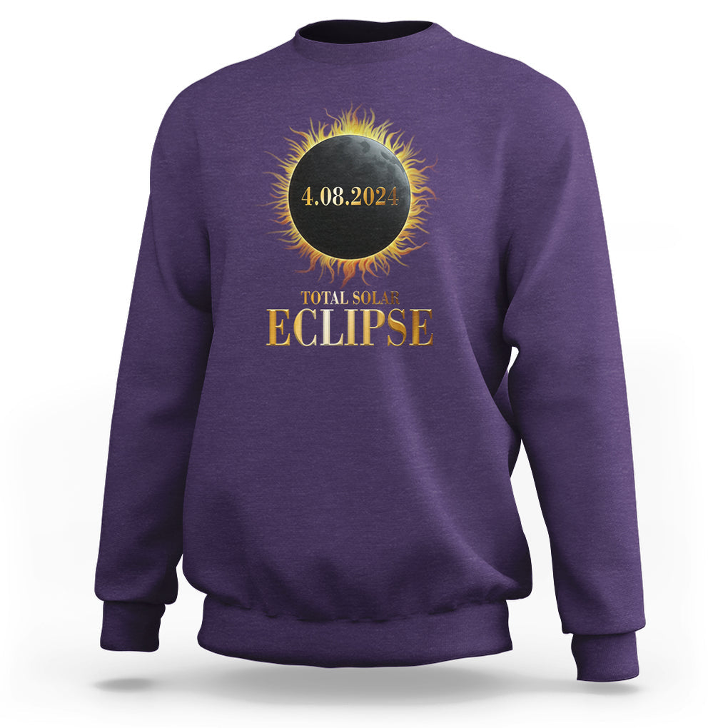 Total Solar Eclipse Sweatshirt 8 April 2024 Totality Phenomenon United States TS02 Purple Printyourwear