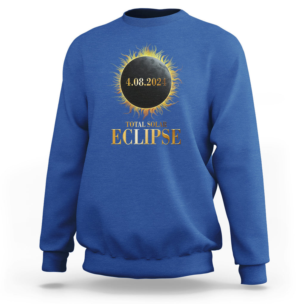 Total Solar Eclipse Sweatshirt 8 April 2024 Totality Phenomenon United States TS02 Royal Blue Printyourwear