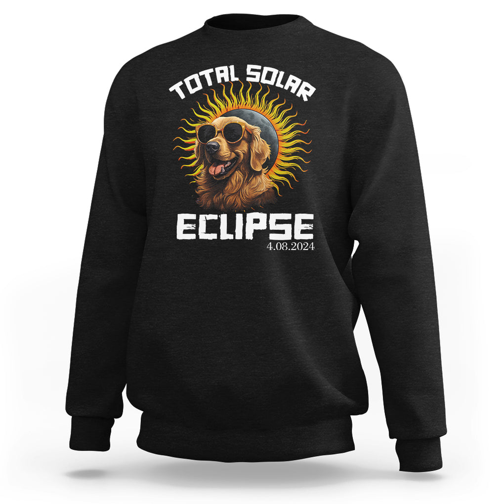 Total Solar Eclipse Sweatshirt Golden Retriever April 8 2024 TS02 Black Printyourwear