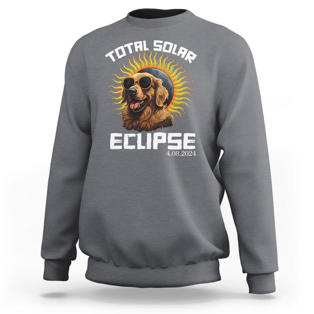 Total Solar Eclipse Sweatshirt Golden Retriever April 8 2024 TS02 Charcoal Printyourwear
