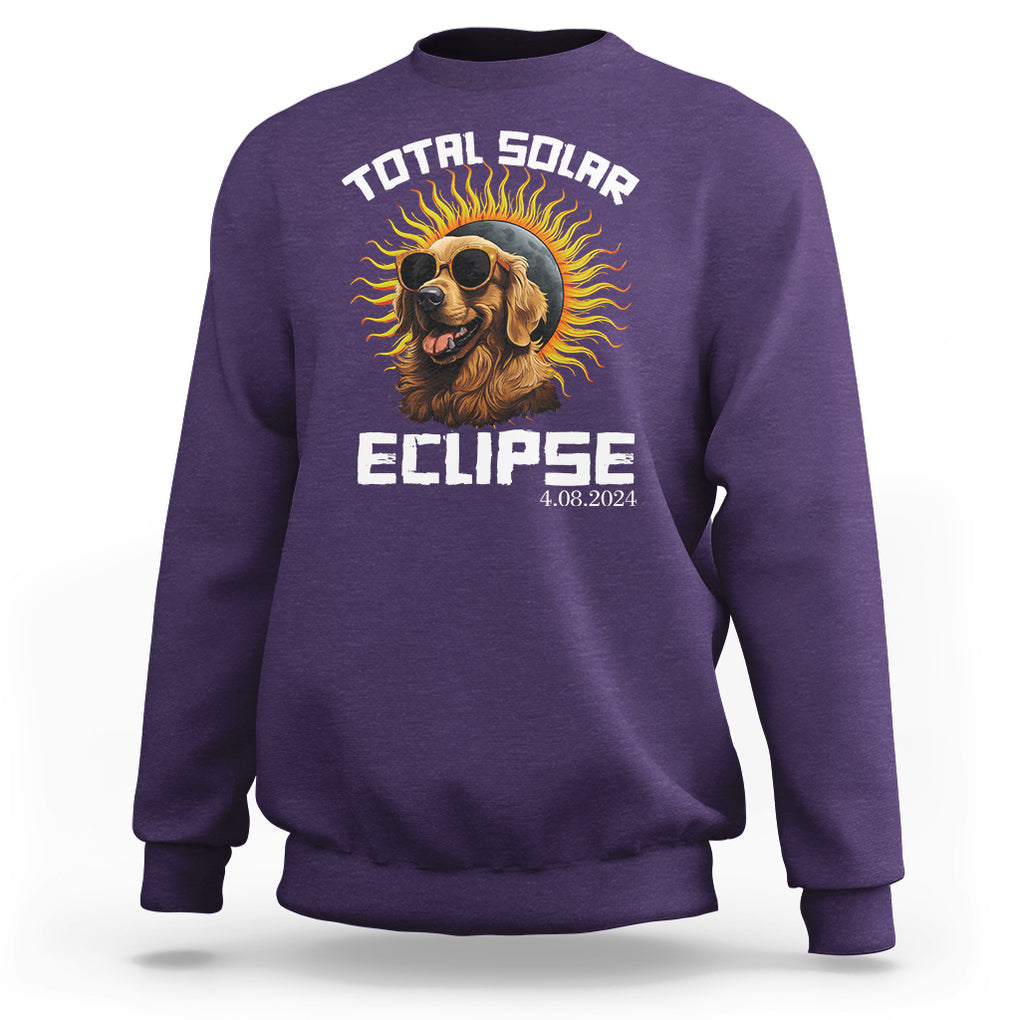 Total Solar Eclipse Sweatshirt Golden Retriever April 8 2024 TS02 Purple Printyourwear