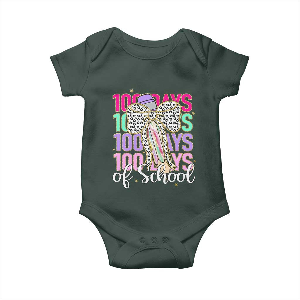 Retro Coquette 100 Days Of School Baby Onesie for Schoolgirls Teacher TS02 Print Your Wear