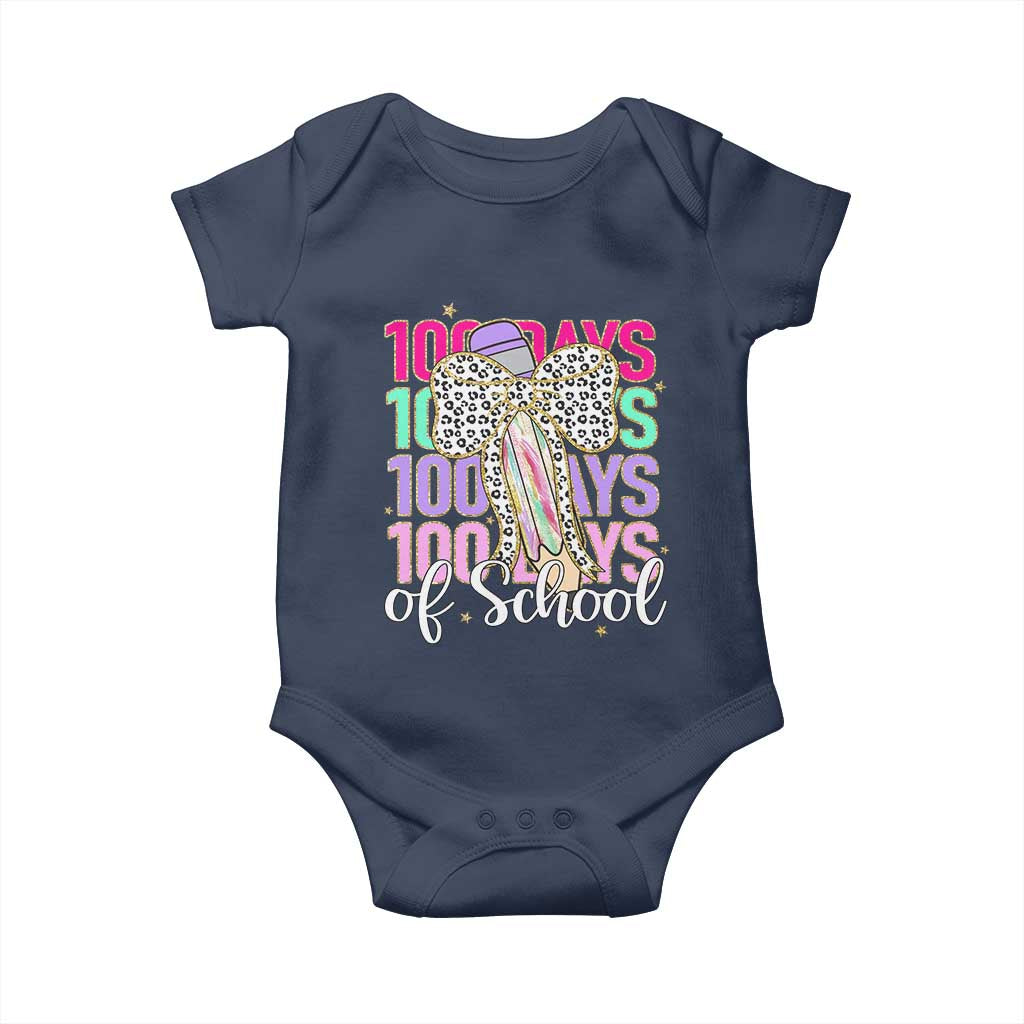 Retro Coquette 100 Days Of School Baby Onesie for Schoolgirls Teacher TS02 Navy Print Your Wear