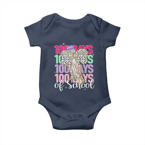 Retro Coquette 100 Days Of School Baby Onesie for Schoolgirls Teacher TS02 Navy Print Your Wear