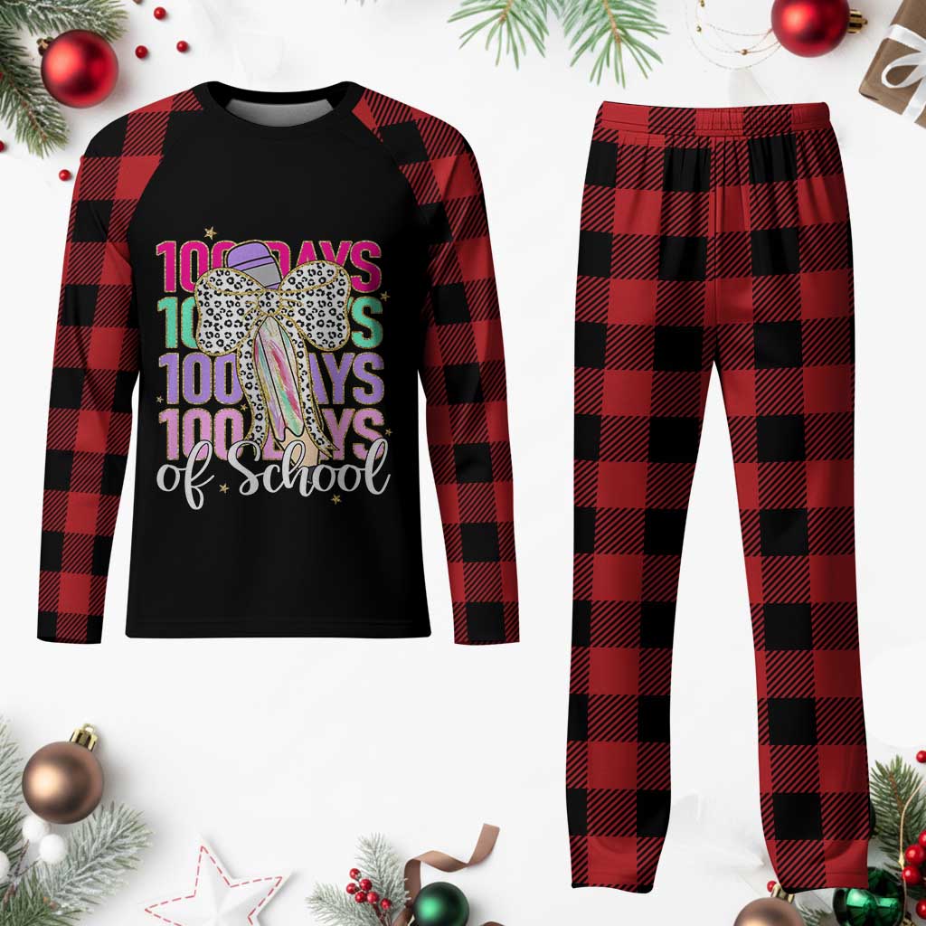 Retro Coquette 100 Days Of School Plaid Pajama Set for Schoolgirls Teacher TS02 Buffalo Plaid Print Your Wear