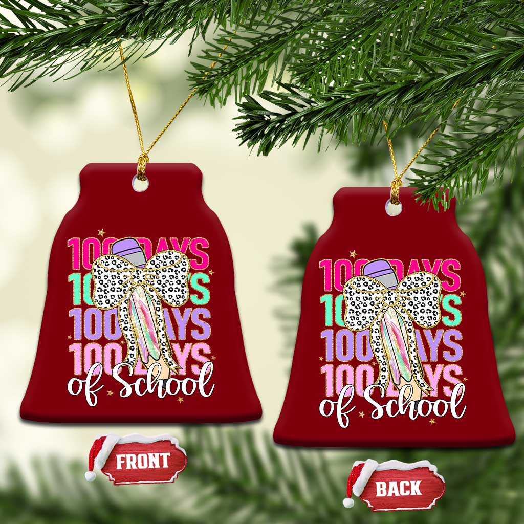 Retro Coquette 100 Days Of School Ceramic Ornament for Schoolgirls Teacher TS02 Print Your Wear