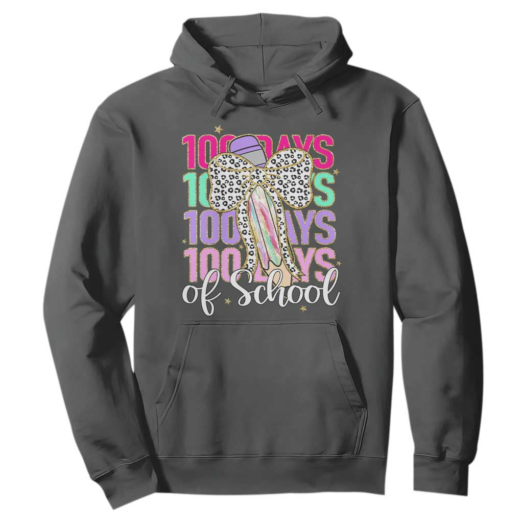 Retro Coquette 100 Days Of School Hoodie for Schoolgirls Teacher TS02 Dark Heather Print Your Wear