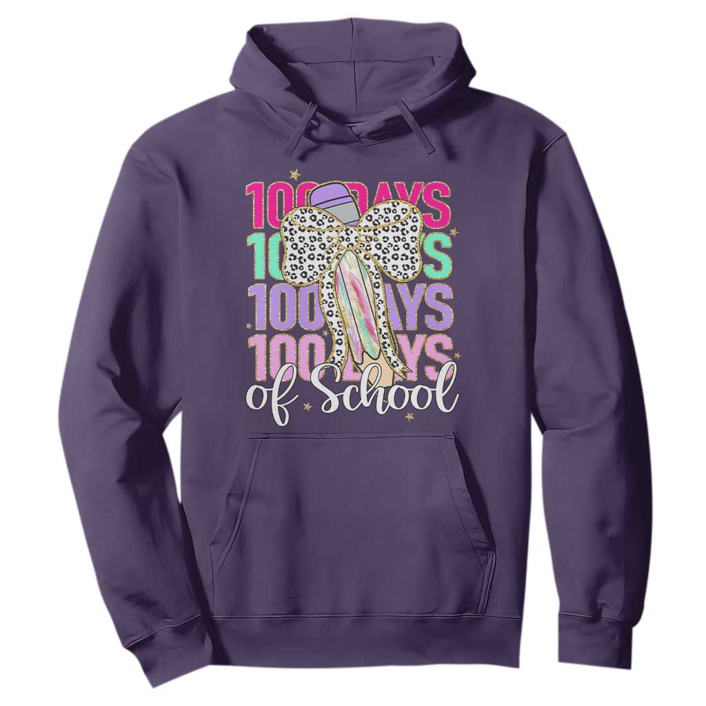 Retro Coquette 100 Days Of School Hoodie for Schoolgirls Teacher TS02 Purple Print Your Wear