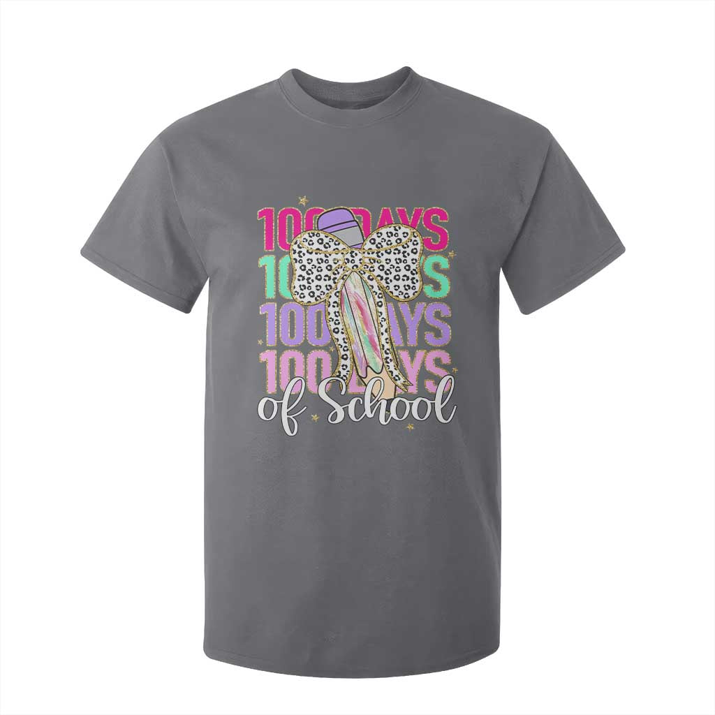 Retro Coquette 100 Days Of School T Shirt For Kid for Schoolgirls Teacher TS02 Charcoal Print Your Wear