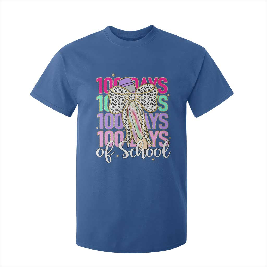 Retro Coquette 100 Days Of School T Shirt For Kid for Schoolgirls Teacher TS02 Royal Blue Print Your Wear