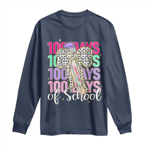 Retro Coquette 100 Days Of School Long Sleeve Shirt for Schoolgirls Teacher TS02 Navy Print Your Wear