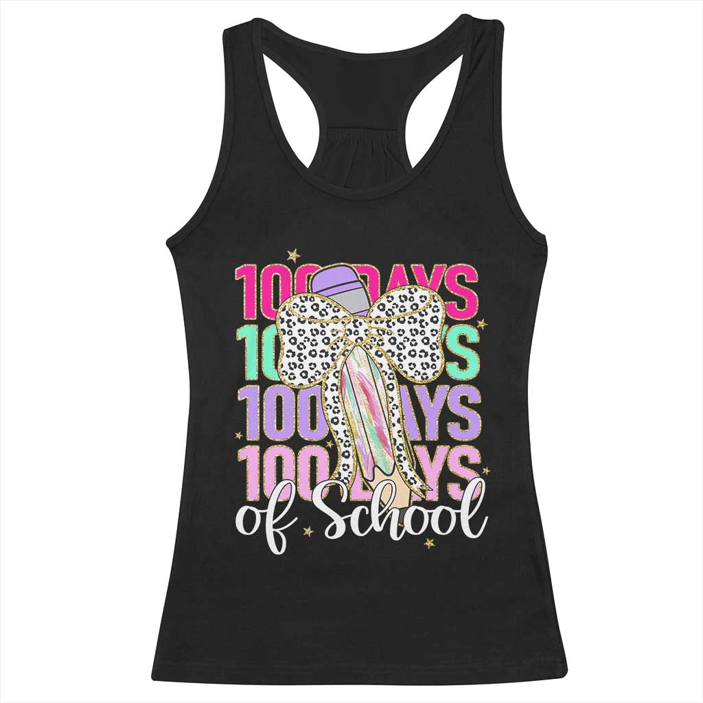 Retro Coquette 100 Days Of School Racerback Tank Top for Schoolgirls Teacher TS02 Black Print Your Wear