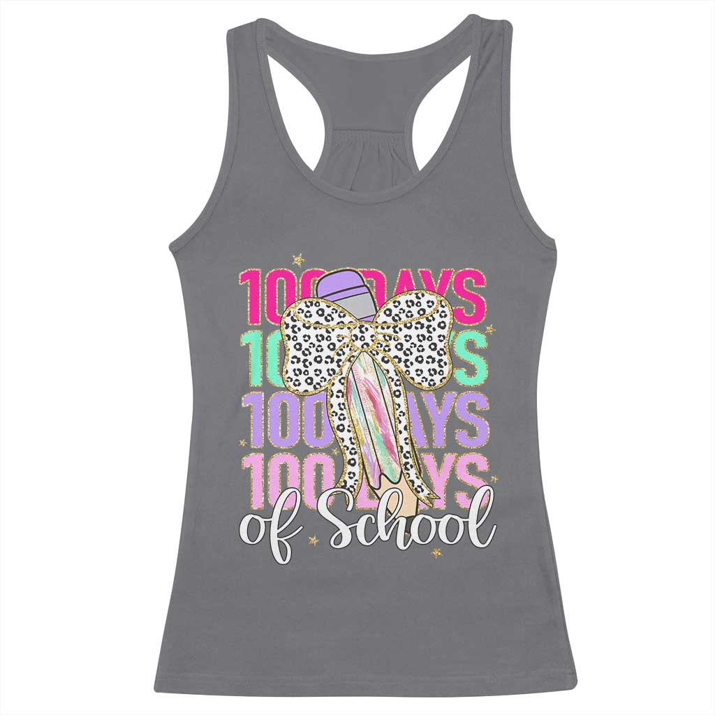 Retro Coquette 100 Days Of School Racerback Tank Top for Schoolgirls Teacher TS02 Charcoal Print Your Wear