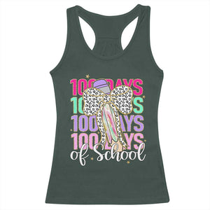 Retro Coquette 100 Days Of School Racerback Tank Top for Schoolgirls Teacher TS02 Dark Forest Green Print Your Wear