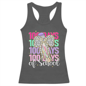 Retro Coquette 100 Days Of School Racerback Tank Top for Schoolgirls Teacher TS02 Dark Heather Print Your Wear