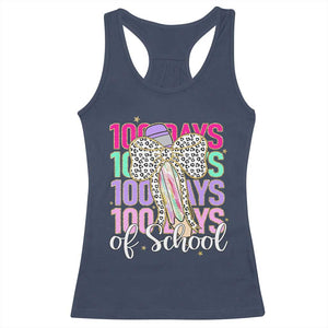 Retro Coquette 100 Days Of School Racerback Tank Top for Schoolgirls Teacher TS02 Navy Print Your Wear