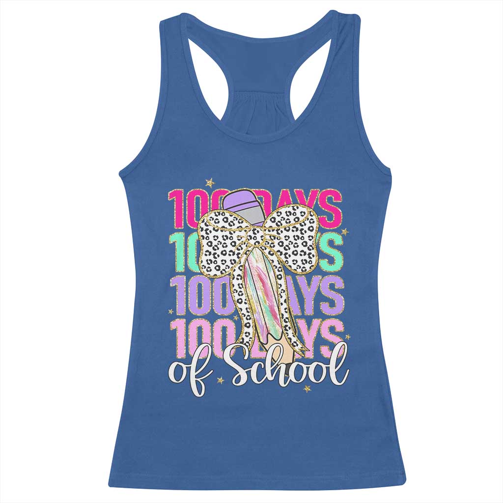 Retro Coquette 100 Days Of School Racerback Tank Top for Schoolgirls Teacher TS02 Royal Blue Print Your Wear