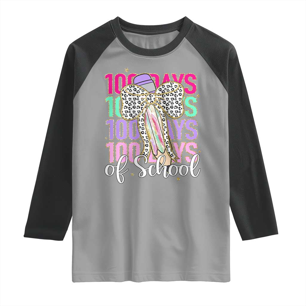 Retro Coquette 100 Days Of School Raglan Shirt for Schoolgirls Teacher TS02 Sport Gray Black Print Your Wear
