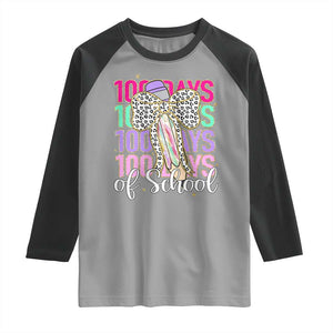 Retro Coquette 100 Days Of School Raglan Shirt for Schoolgirls Teacher TS02 Sport Gray Black Print Your Wear