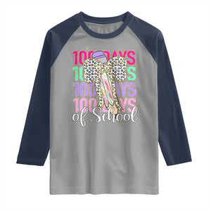 Retro Coquette 100 Days Of School Raglan Shirt for Schoolgirls Teacher TS02 Sport Gray Navy Print Your Wear