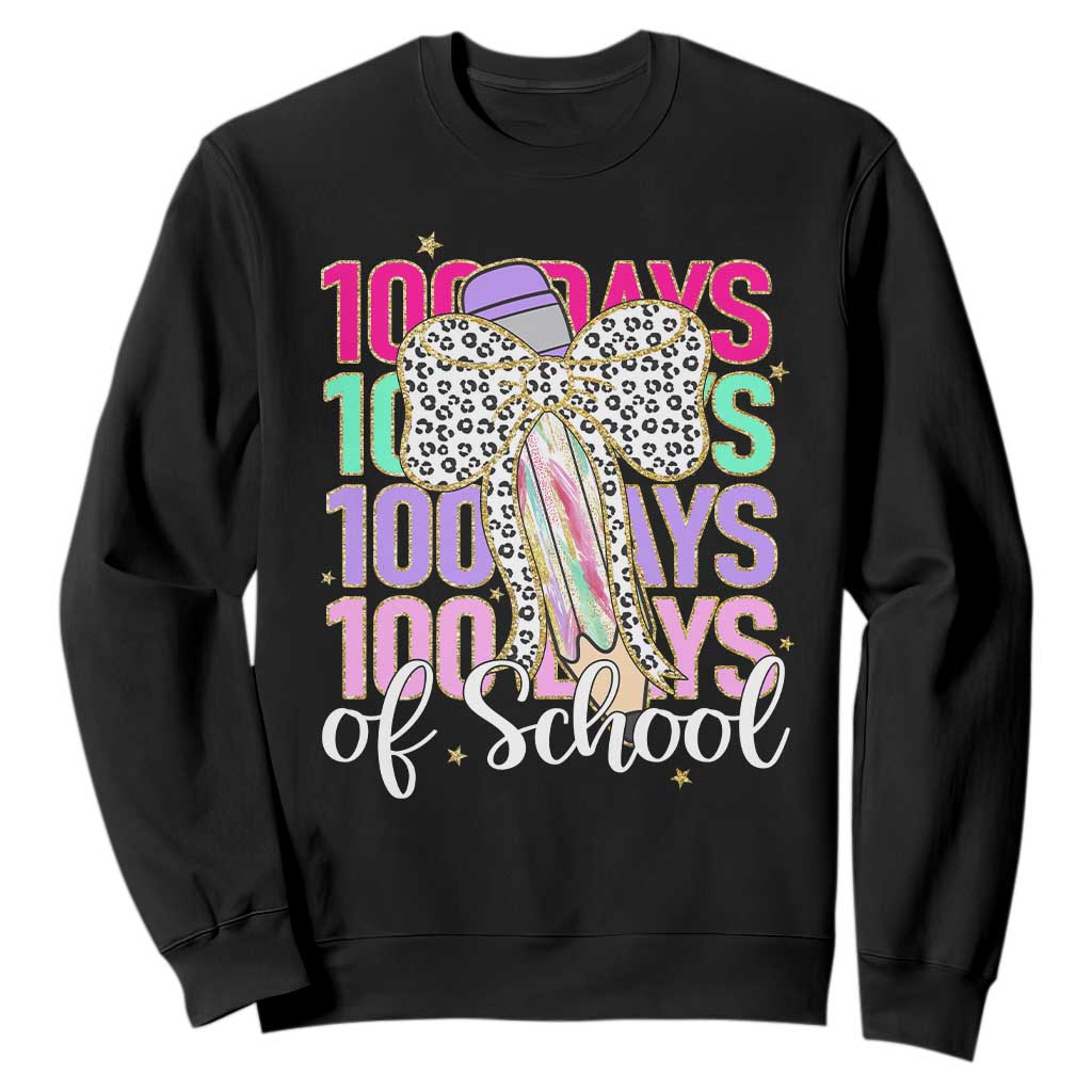 Retro Coquette 100 Days Of School Sweatshirt for Schoolgirls Teacher TS02 Black Print Your Wear