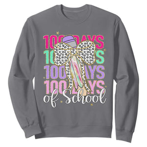 Retro Coquette 100 Days Of School Sweatshirt for Schoolgirls Teacher TS02 Charcoal Print Your Wear