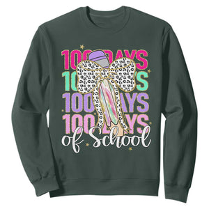 Retro Coquette 100 Days Of School Sweatshirt for Schoolgirls Teacher TS02 Dark Forest Green Print Your Wear