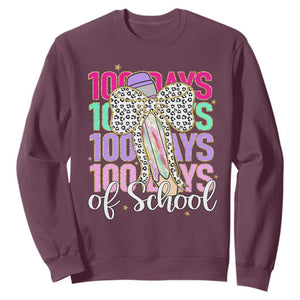 Retro Coquette 100 Days Of School Sweatshirt for Schoolgirls Teacher TS02 Maroon Print Your Wear