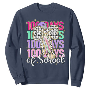 Retro Coquette 100 Days Of School Sweatshirt for Schoolgirls Teacher TS02 Navy Print Your Wear