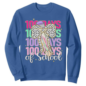 Retro Coquette 100 Days Of School Sweatshirt for Schoolgirls Teacher TS02 Royal Blue Print Your Wear