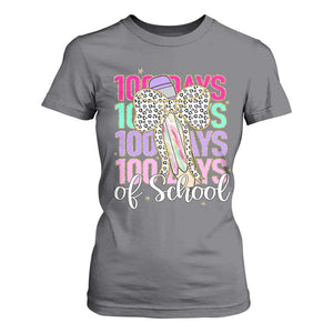 Retro Coquette 100 Days Of School T Shirt For Women for Schoolgirls Teacher TS02 Charcoal Print Your Wear