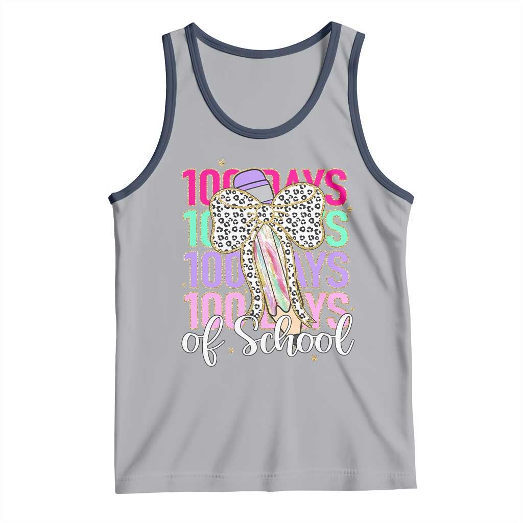 Retro Coquette 100 Days Of School Tank Top for Schoolgirls Teacher TS02 Athletic Heather Navy Print Your Wear