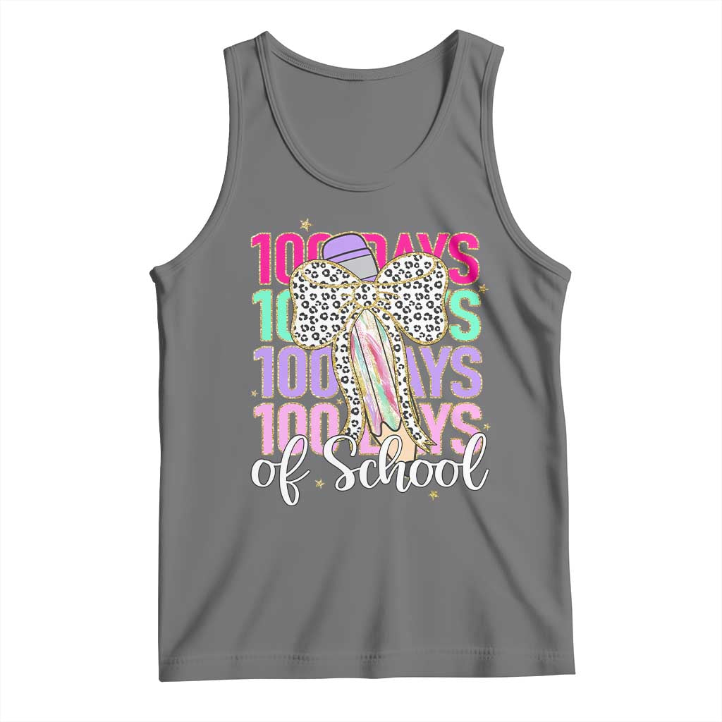 Retro Coquette 100 Days Of School Tank Top for Schoolgirls Teacher TS02 Black Heather Print Your Wear