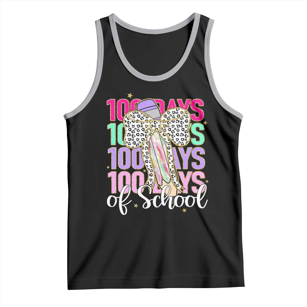 Retro Coquette 100 Days Of School Tank Top for Schoolgirls Teacher TS02 Black Athletic Heather Print Your Wear