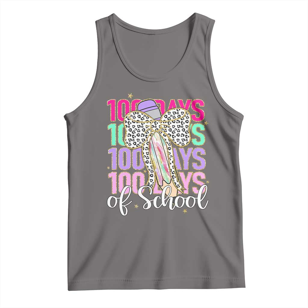 Retro Coquette 100 Days Of School Tank Top for Schoolgirls Teacher TS02 Deep Heather Print Your Wear